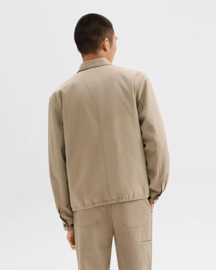Outerwear Men Theory Coach Jacket In Gabardine Light Pavement