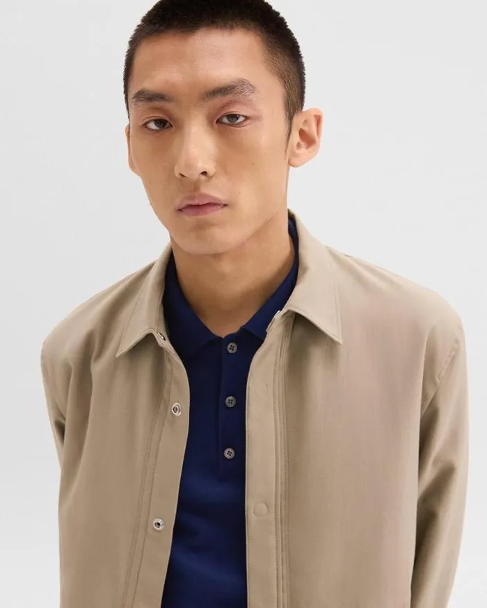 Outerwear Men Theory Coach Jacket In Gabardine Light Pavement