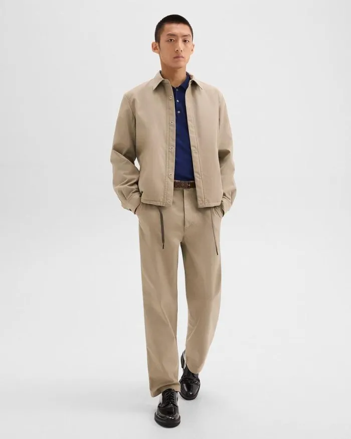 Outerwear Men Theory Coach Jacket In Gabardine Light Pavement