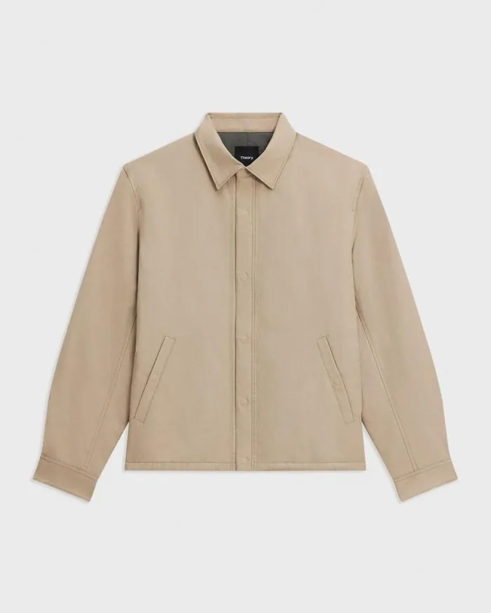 Outerwear Men Theory Coach Jacket In Gabardine Light Pavement