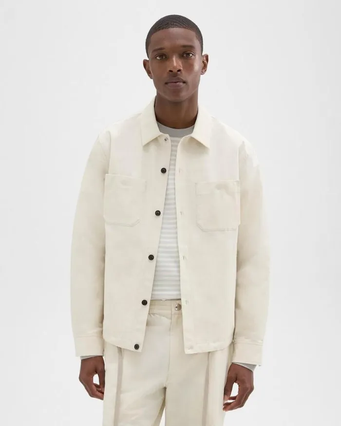 Outerwear Men Theory Shirt Jacket Ecru