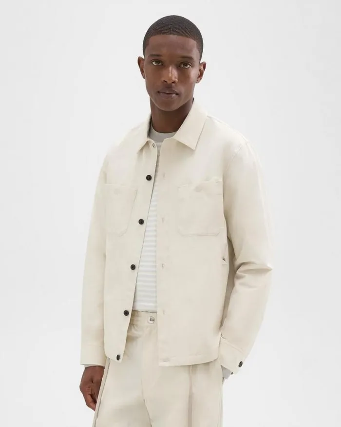 Outerwear Men Theory Shirt Jacket Ecru