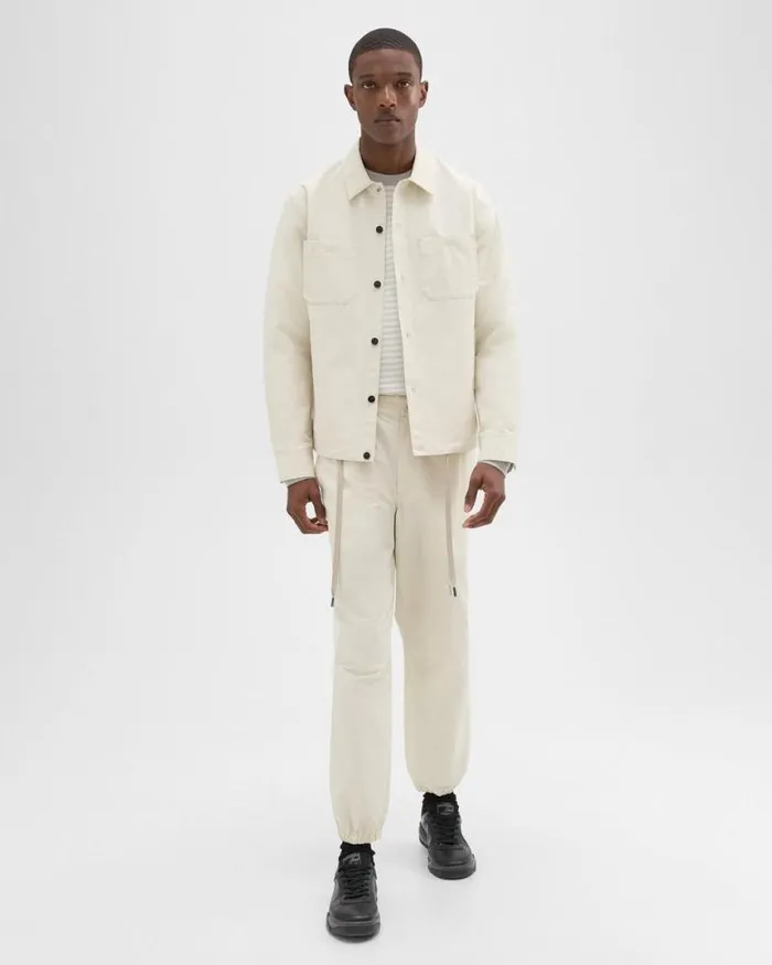 Outerwear Men Theory Shirt Jacket Ecru