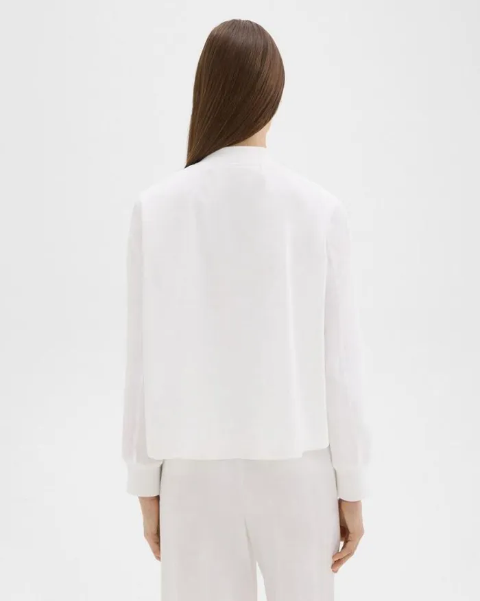 Outerwear Women Theory ALine Flight Jacket In Good Linen White