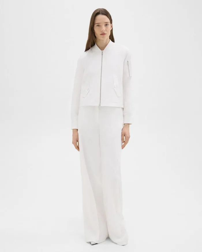 Outerwear Women Theory ALine Flight Jacket In Good Linen White