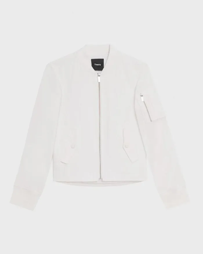 Outerwear Women Theory ALine Flight Jacket In Good Linen White