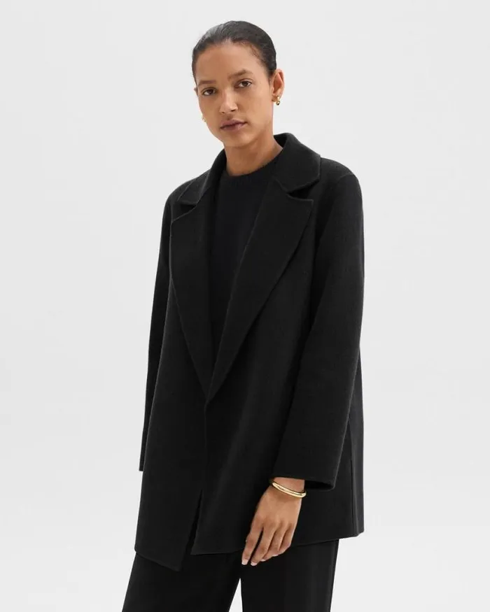 Outerwear Women Theory Clairene Jacket In DoubleFace WoolCashmere Black