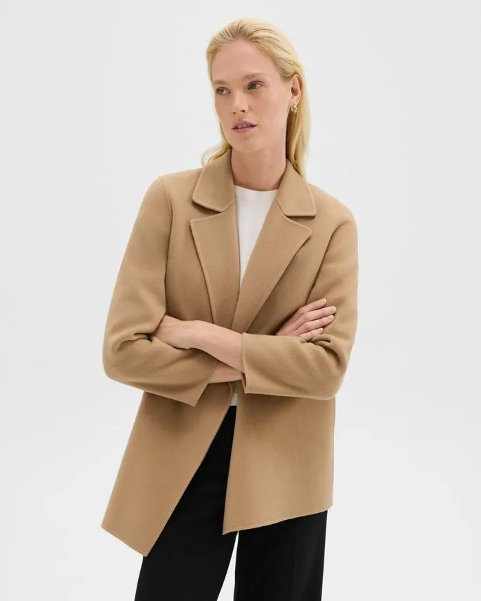 Outerwear Women Theory Clairene Jacket In DoubleFace WoolCashmere New Camel