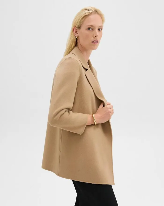 Outerwear Women Theory Clairene Jacket In DoubleFace WoolCashmere New Camel
