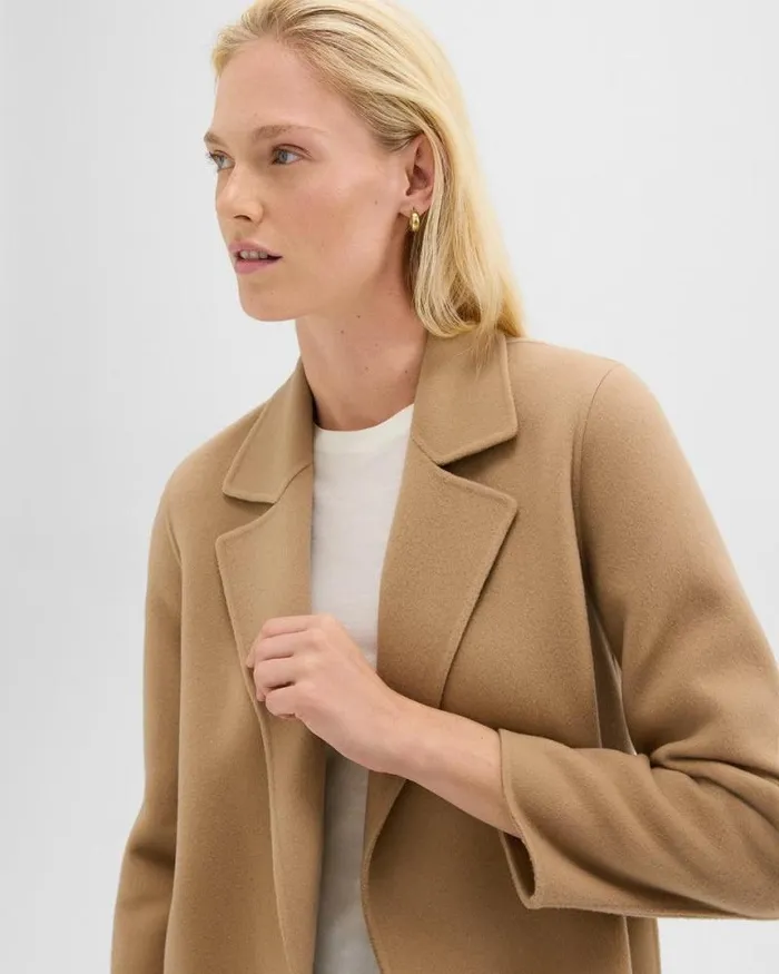 Outerwear Women Theory Clairene Jacket In DoubleFace WoolCashmere New Camel