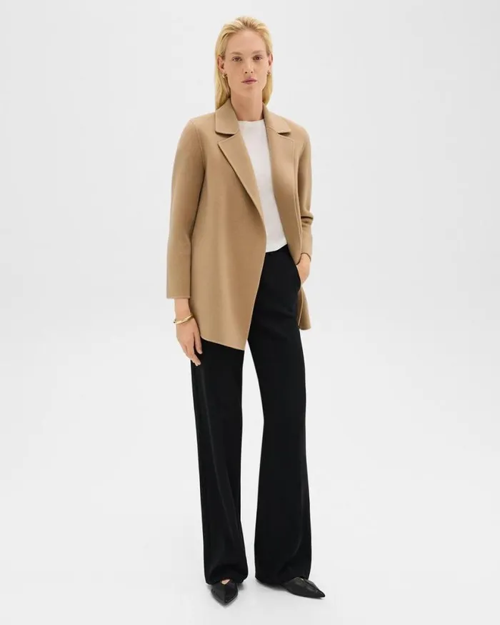 Outerwear Women Theory Clairene Jacket In DoubleFace WoolCashmere New Camel