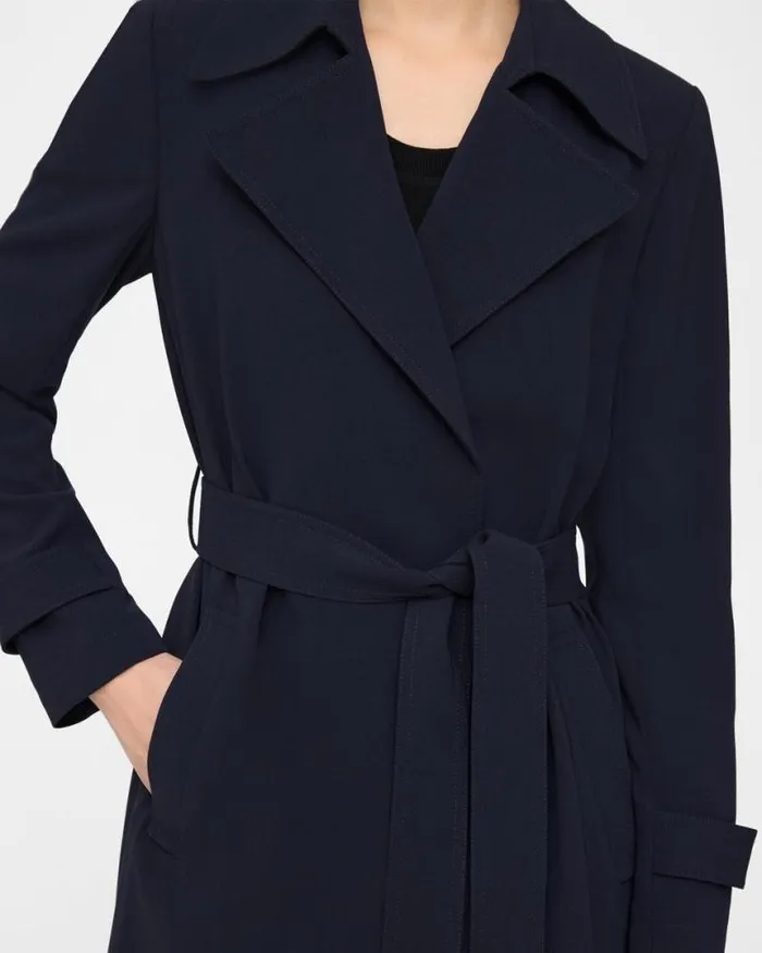 Outerwear Women Theory Oaklane Trench Coat In Admiral Crepe Nocturne Navy