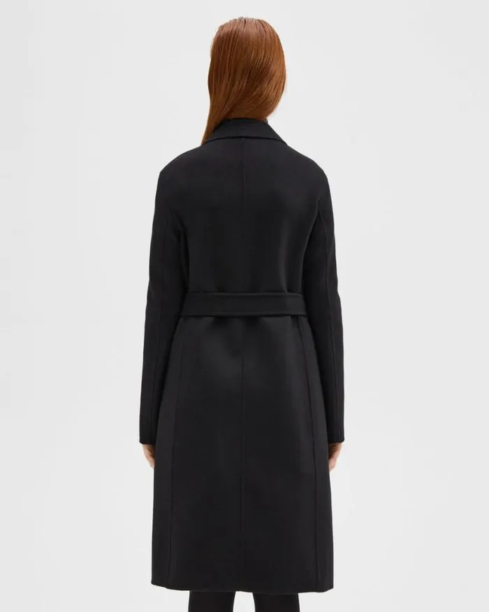 Outerwear Women Theory Wrap Coat In DoubleFace WoolCashmere Black