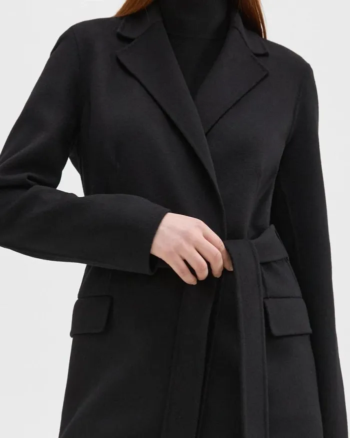 Outerwear Women Theory Wrap Coat In DoubleFace WoolCashmere Black