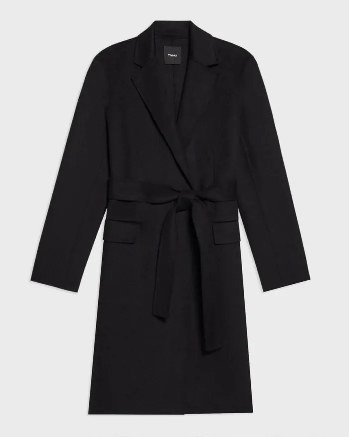 Outerwear Women Theory Wrap Coat In DoubleFace WoolCashmere Black
