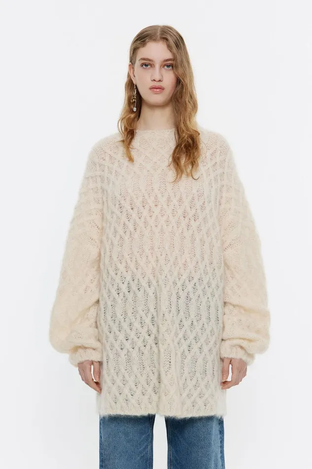 Oversize Ivory Mohair Sweater Ivory Women Bimba Y Lola Knitwear