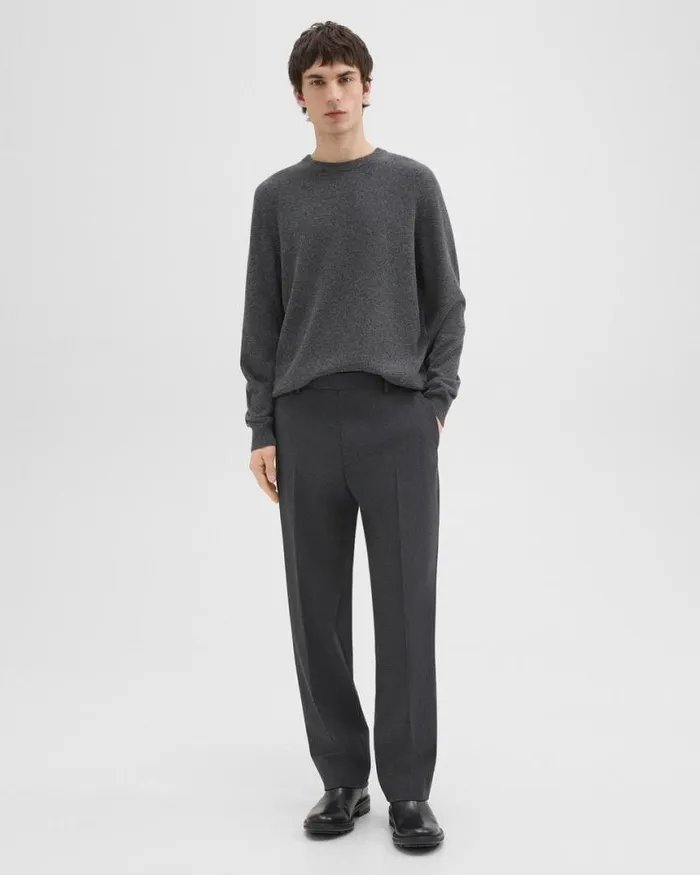 Pants Men Theory Straight Pant In WoolBlend Twill Pestle Melange