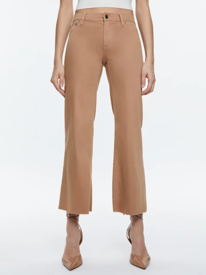 Pants Women Alice Olivia Roxie Low Rise Straight Flare Cropped Jean Camel