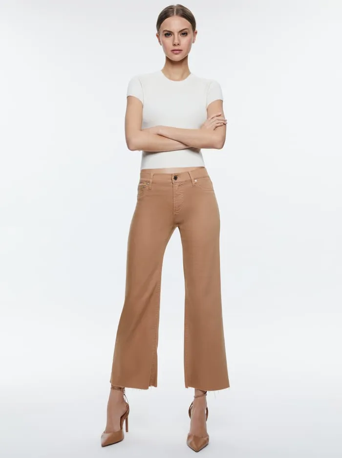 Pants Women Alice Olivia Roxie Low Rise Straight Flare Cropped Jean Camel
