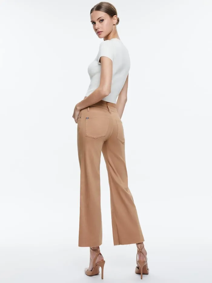 Pants Women Alice Olivia Roxie Low Rise Straight Flare Cropped Jean Camel