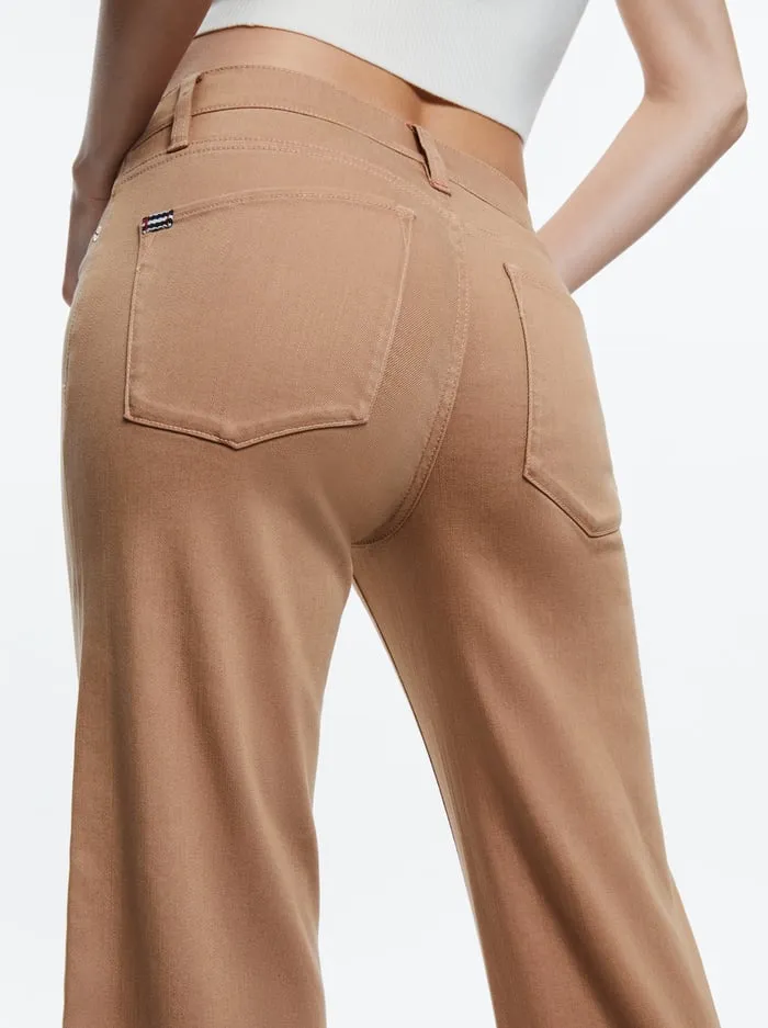 Pants Women Alice Olivia Roxie Low Rise Straight Flare Cropped Jean Camel