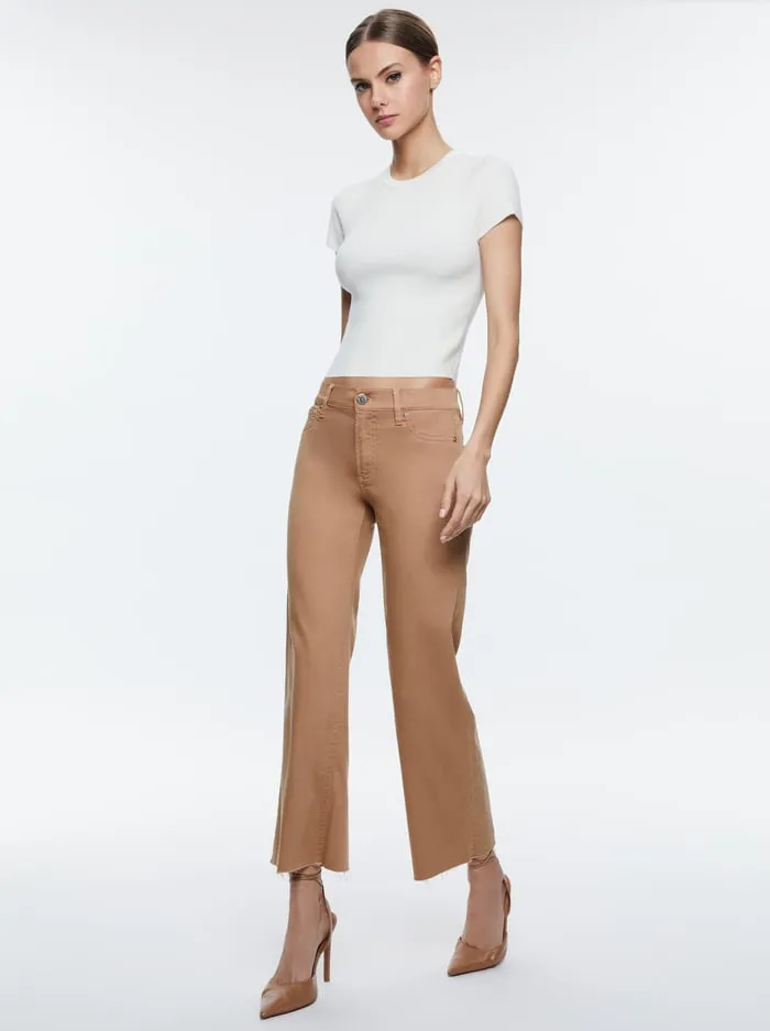 Pants Women Alice Olivia Roxie Low Rise Straight Flare Cropped Jean Camel