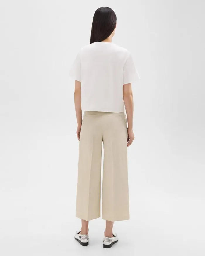 Pants Women Theory Cropped WideLeg Pant In Good Linen Straw
