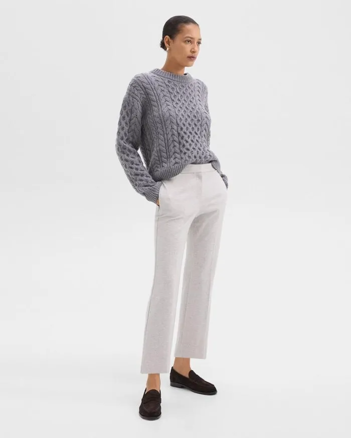 Pants Women Theory Kick Pant In Herringbone Knit Light Grey Melange Pants Women Theory Kick Pant In Herringbone Knit Light Grey Melange