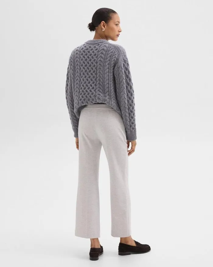 Pants Women Theory Kick Pant In Herringbone Knit Light Grey Melange Pants Women Theory Kick Pant In Herringbone Knit Light Grey Melange