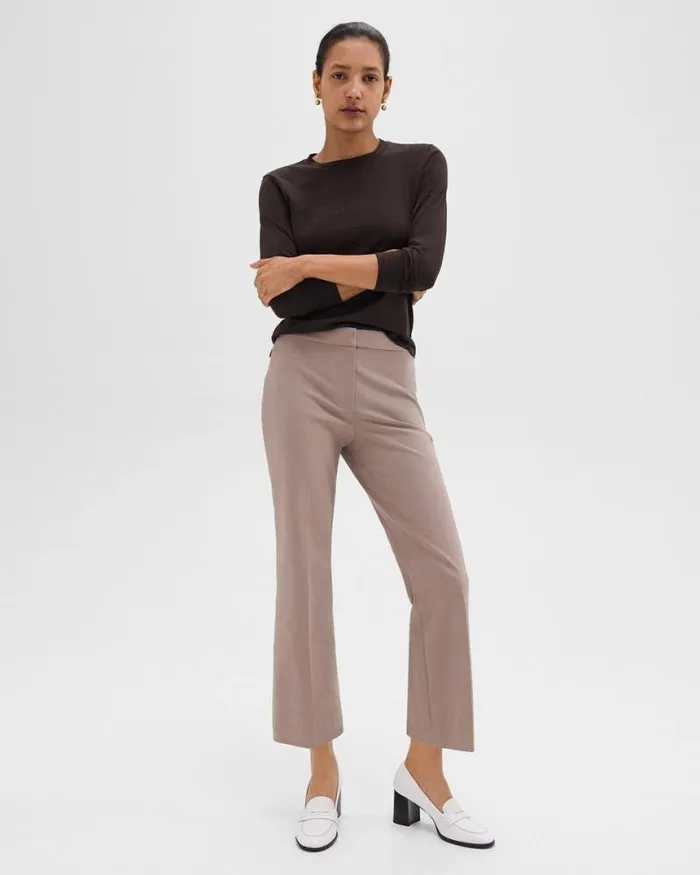 Pants Women Theory Kick Pant In Stretch Cotton Cinder