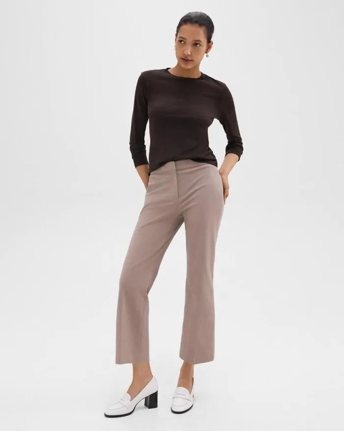 Pants Women Theory Kick Pant In Stretch Cotton Cinder Pants Women Theory Kick Pant In Stretch Cotton Cinder