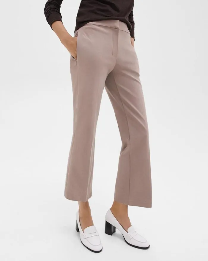 Pants Women Theory Kick Pant In Stretch Cotton Cinder Pants Women Theory Kick Pant In Stretch Cotton Cinder