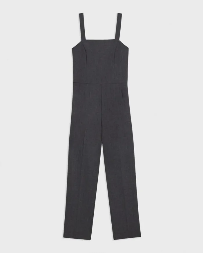 Pants Women Theory Sleeveless Jumpsuit In Stretch Wool Charcoal Melange Pants Women Theory Sleeveless Jumpsuit In Stretch Wool Charcoal Melange