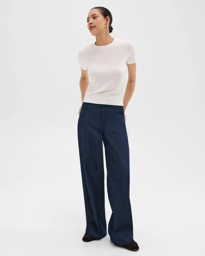 Pants Women Theory StraightLeg 5Pocket Pant In Denim Indigo