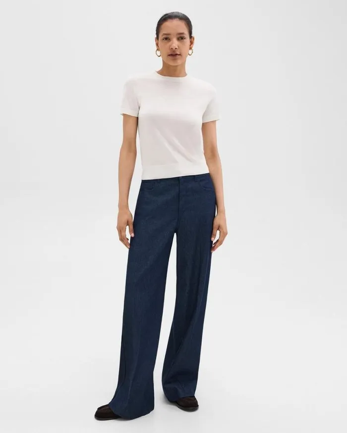 Pants Women Theory StraightLeg 5Pocket Pant In Denim Indigo Pants Women Theory StraightLeg 5Pocket Pant In Denim Indigo