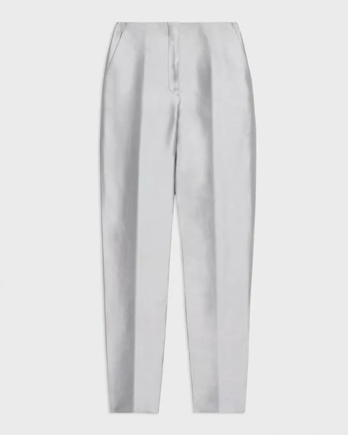 Pants Women Theory Tapered Slim Pant In Metallic Silk Twill Ice Grey Pants Women Theory Tapered Slim Pant In Metallic Silk Twill Ice Grey