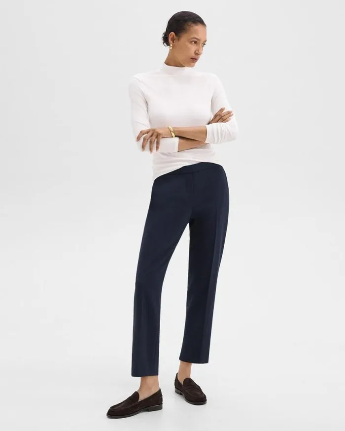 Pants Women Theory Treeca PullOn Pant In Admiral Crepe Nocturne Navy
