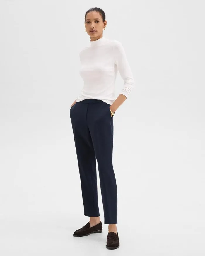 Pants Women Theory Treeca PullOn Pant In Admiral Crepe Nocturne Navy