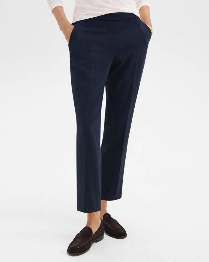 Pants Women Theory Treeca PullOn Pant In Admiral Crepe Nocturne Navy