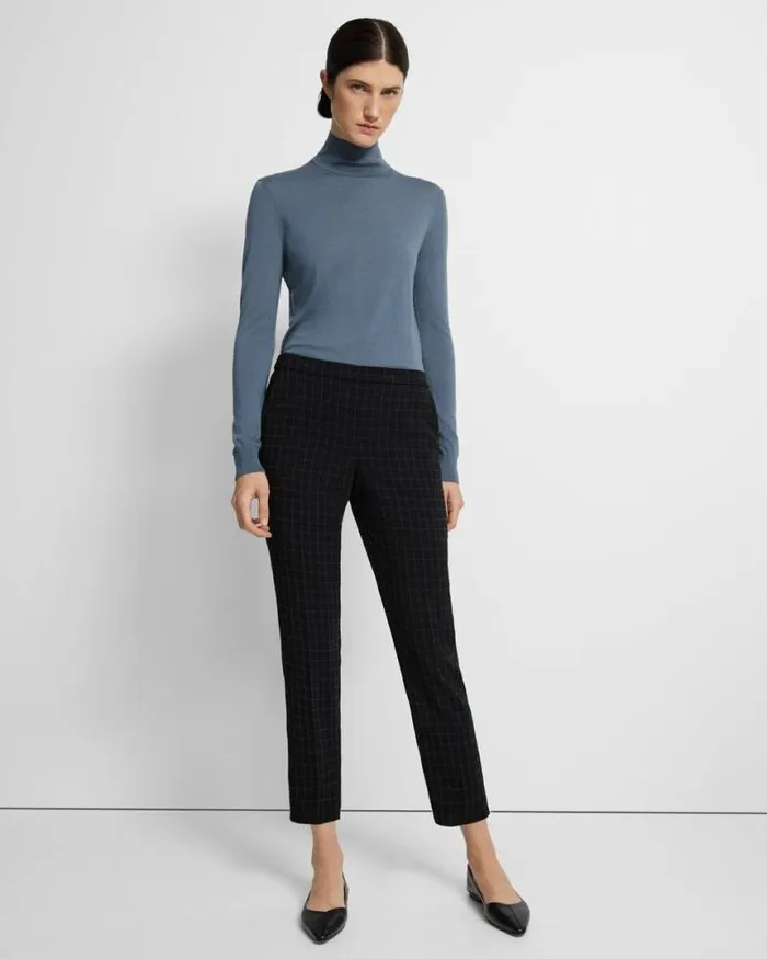 Pants Women Theory Treeca PullOn Pant In Checked Crepe Black Multi