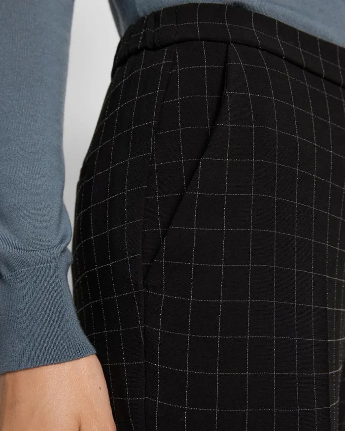 Pants Women Theory Treeca PullOn Pant In Checked Crepe Black Multi