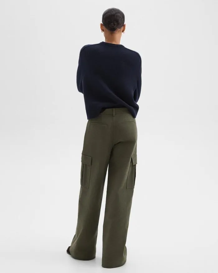 Pants Women Theory WideLeg Cargo Pant In Moleskin Twill Hunter Green