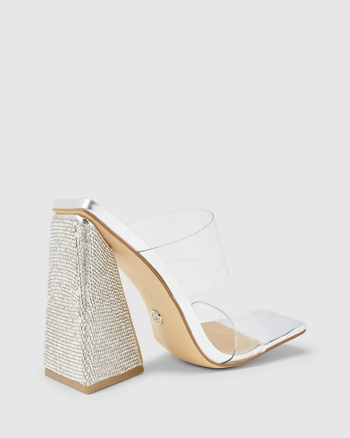 Party Women NOVO Shoes ZENDO SILVER Block Heels
