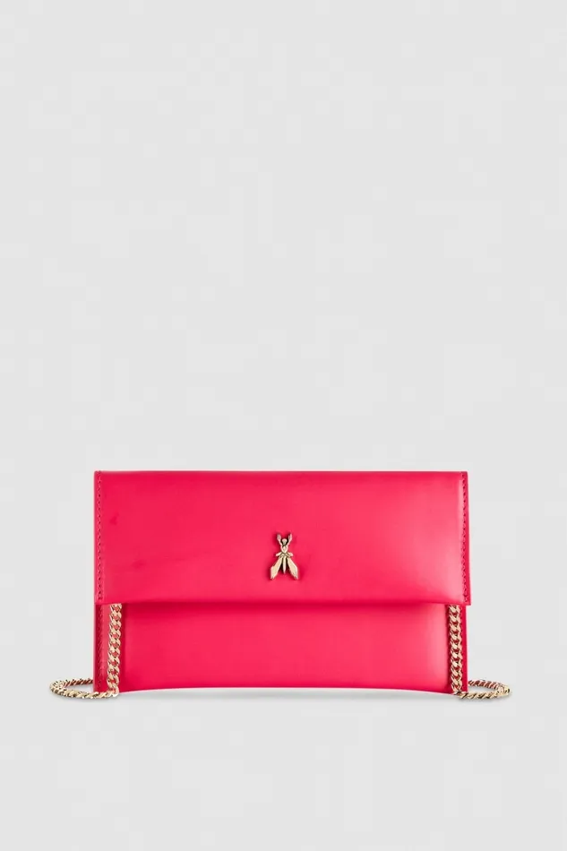 Patrizia Pepe Clutches Leather Clutch Bag With Chain Shoulder Strap Pink 8211 Women