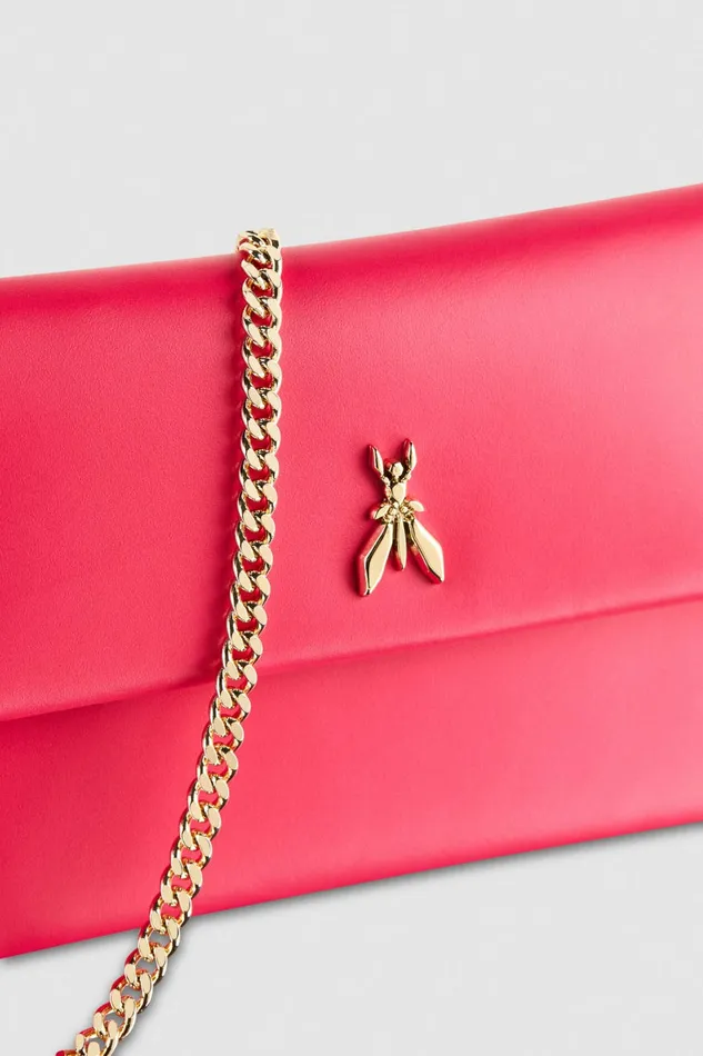 Patrizia Pepe Clutches Leather Clutch Bag With Chain Shoulder Strap Pink 8211 Women