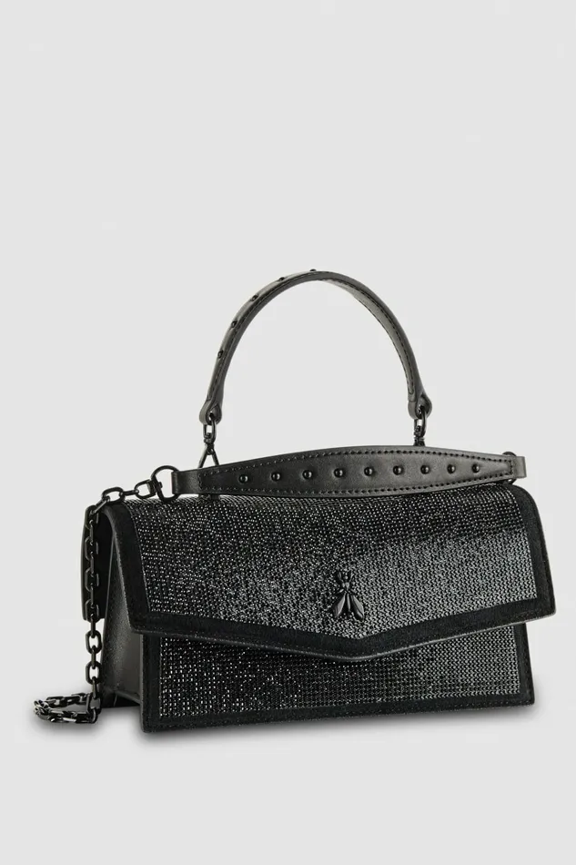 Patrizia Pepe Crossbodys Fly Bamby Shoulder Bag With Rhinestones Black 8211 Women