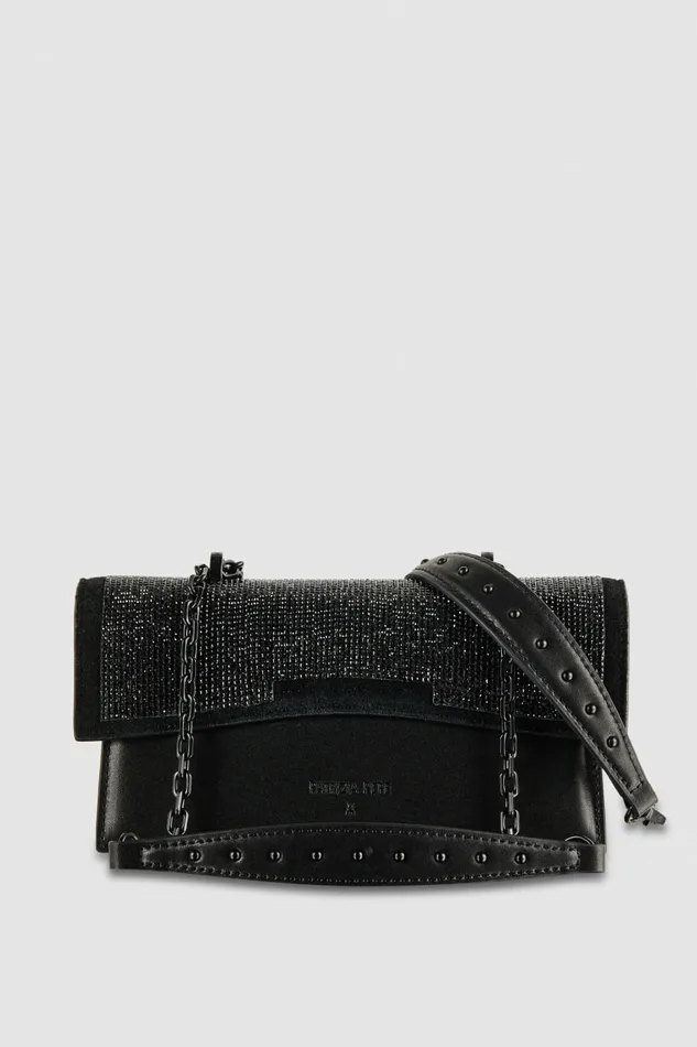 Patrizia Pepe Crossbodys Fly Bamby Shoulder Bag With Rhinestones Black 8211 Women