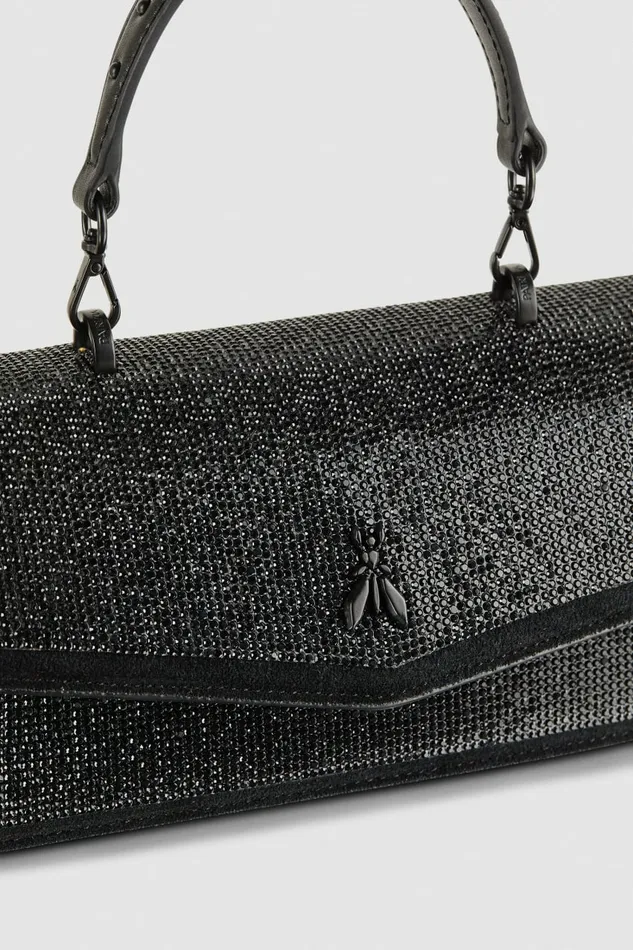Patrizia Pepe Crossbodys Fly Bamby Shoulder Bag With Rhinestones Black 8211 Women
