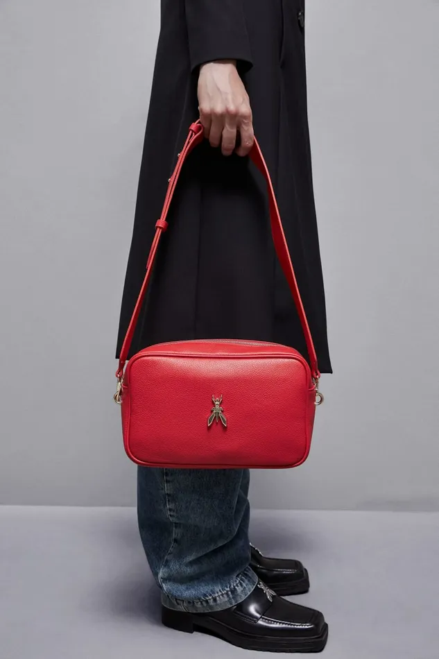 Patrizia Pepe Crossbodys Fly Camera Leather Bag With Chain Red 8211 Women