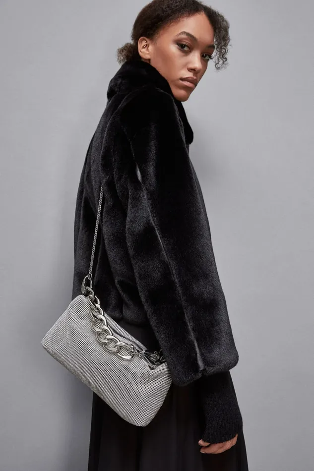 Patrizia Pepe Crossbodys Rhinestone Shoulder Bag Silver 8211 Women